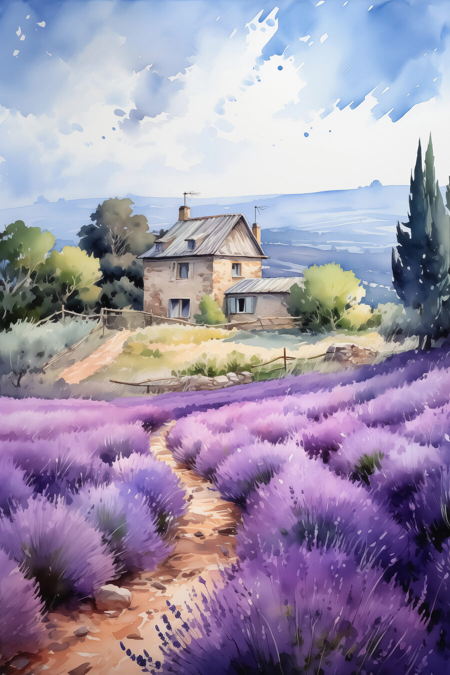 Maison dans un champ de lavande Maison dans un champ de lavande