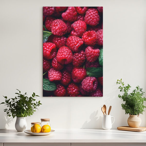 Tas de framboises avec des feuilles Tas de framboises avec des feuilles