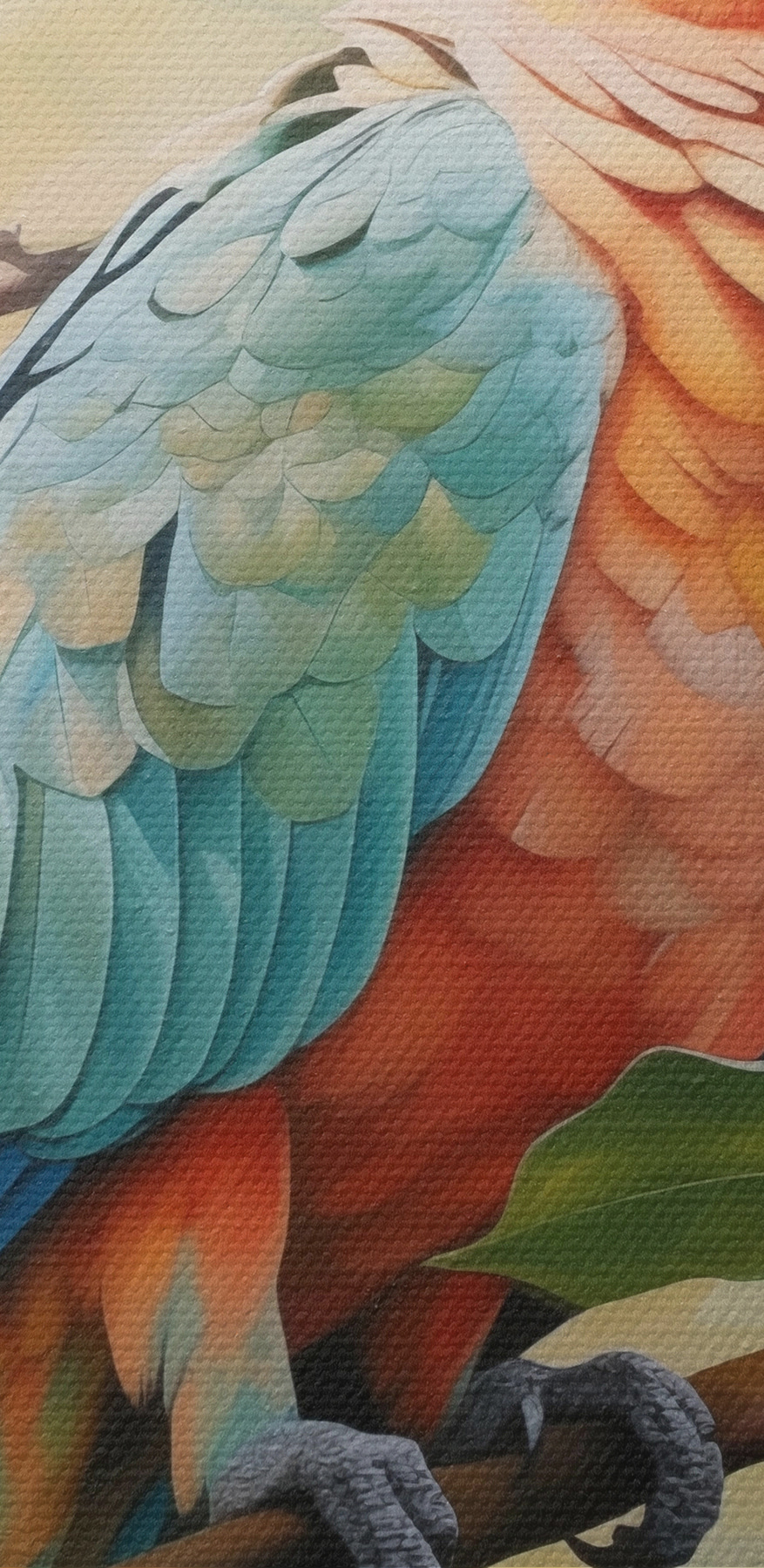 Oiseau coloré assis sur une branche avec des fleurs