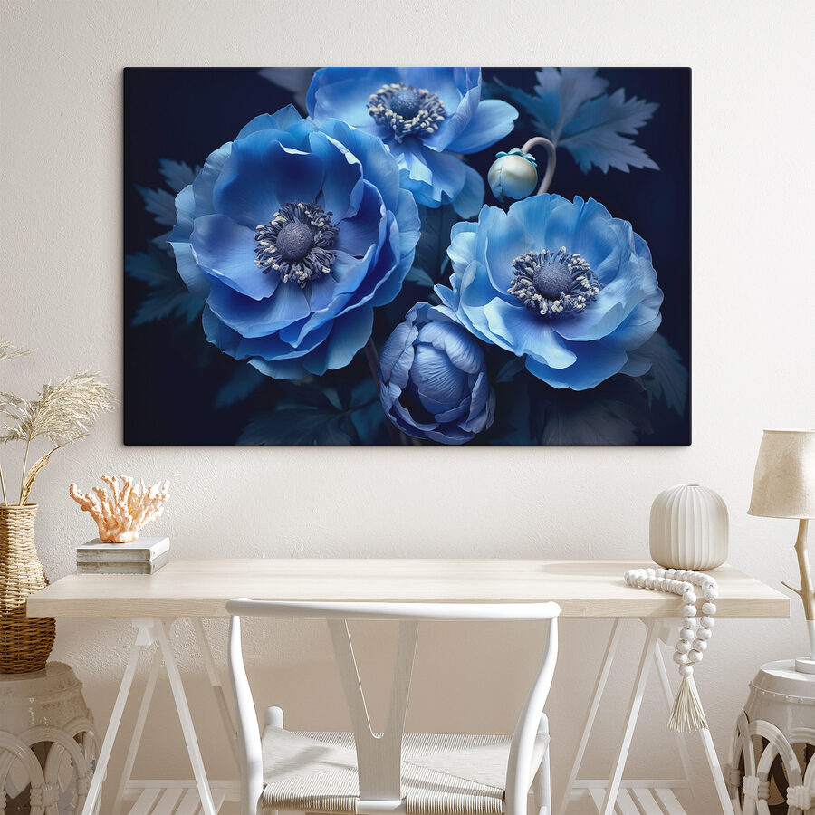 Tableaux Groupe de fleurs bleues