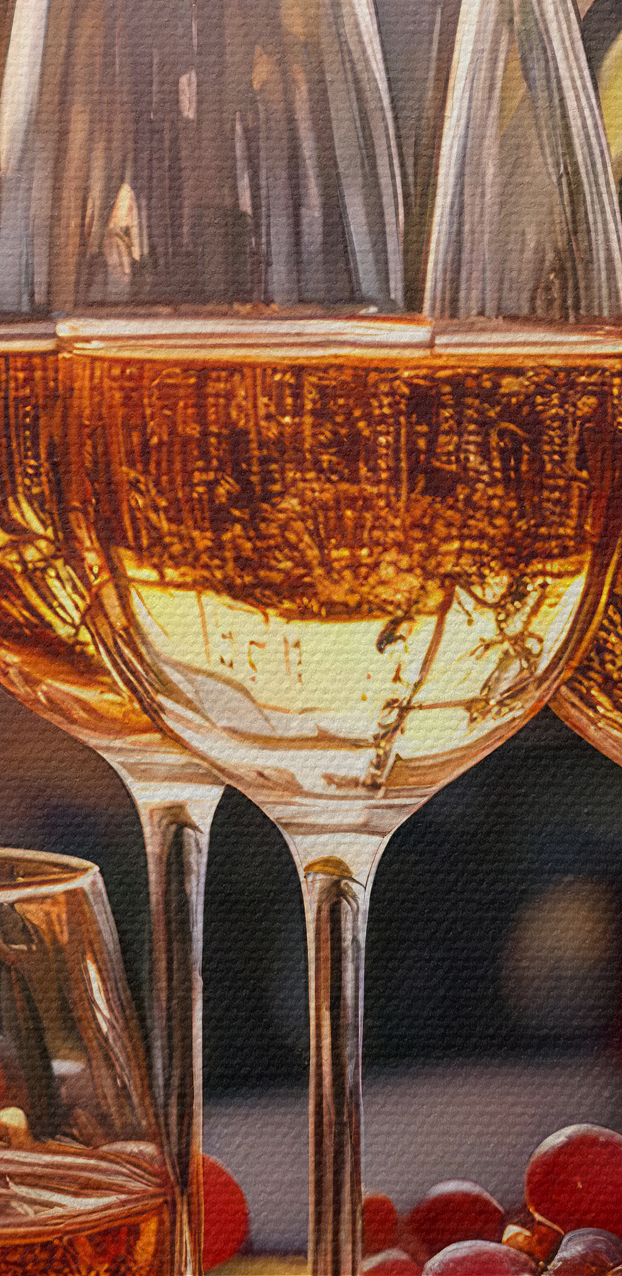 Groupe de verres à vin et de raisins sur une table Groupe de verres à vin et de raisins sur une table