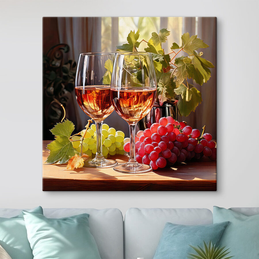 Deux verres de vin à côté de raisins