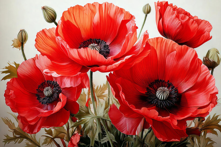 Groupe de fleurs rouges