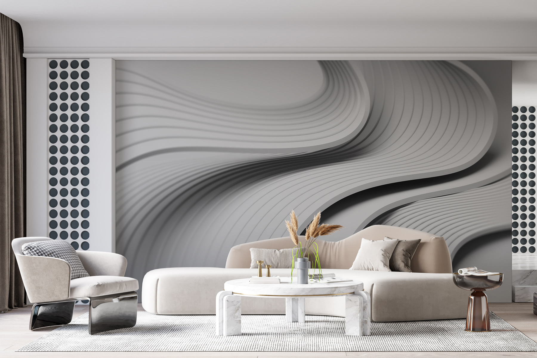 White and grey curved lines White and grey curved lines