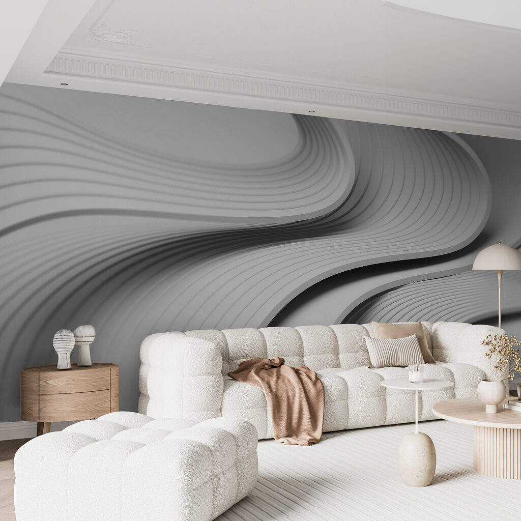 White and grey curved lines White and grey curved lines