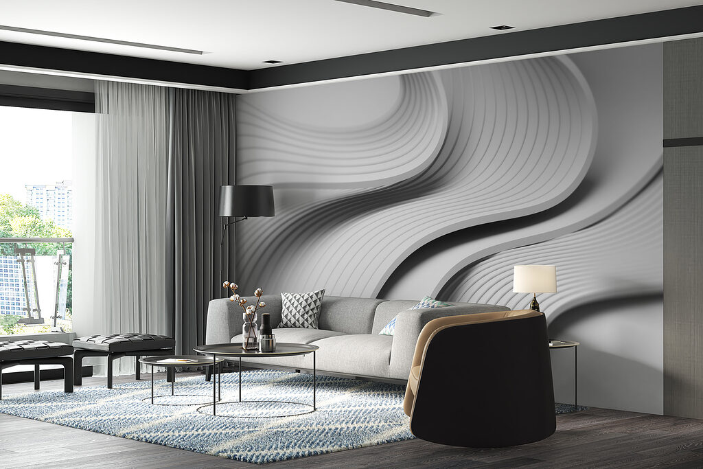 White and grey curved lines White and grey curved lines