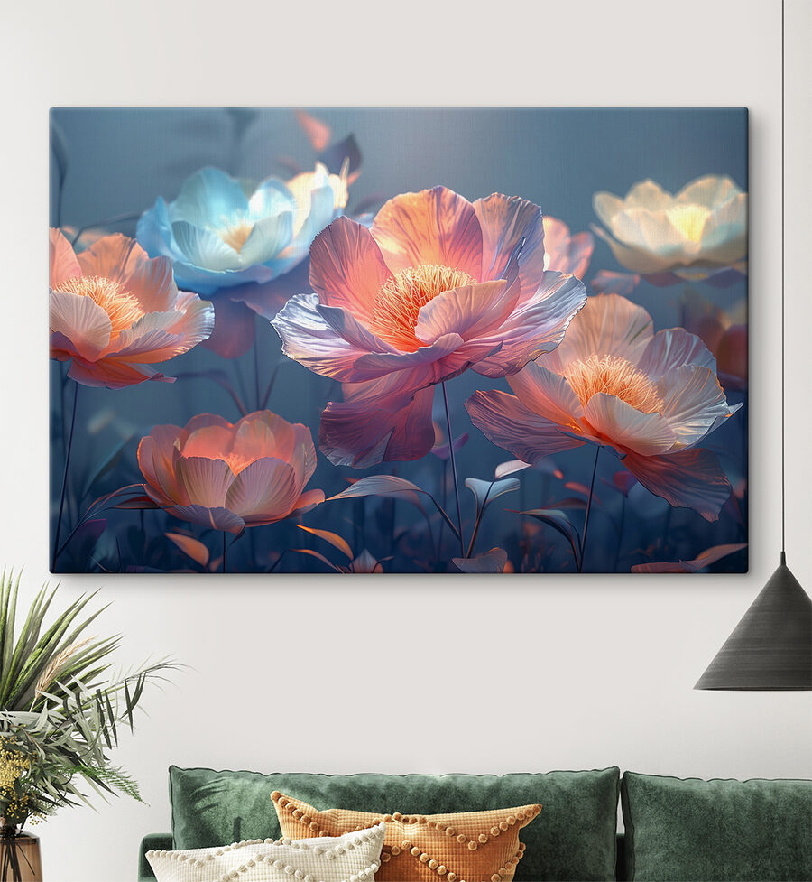 Groupe de fleurs avec feuilles