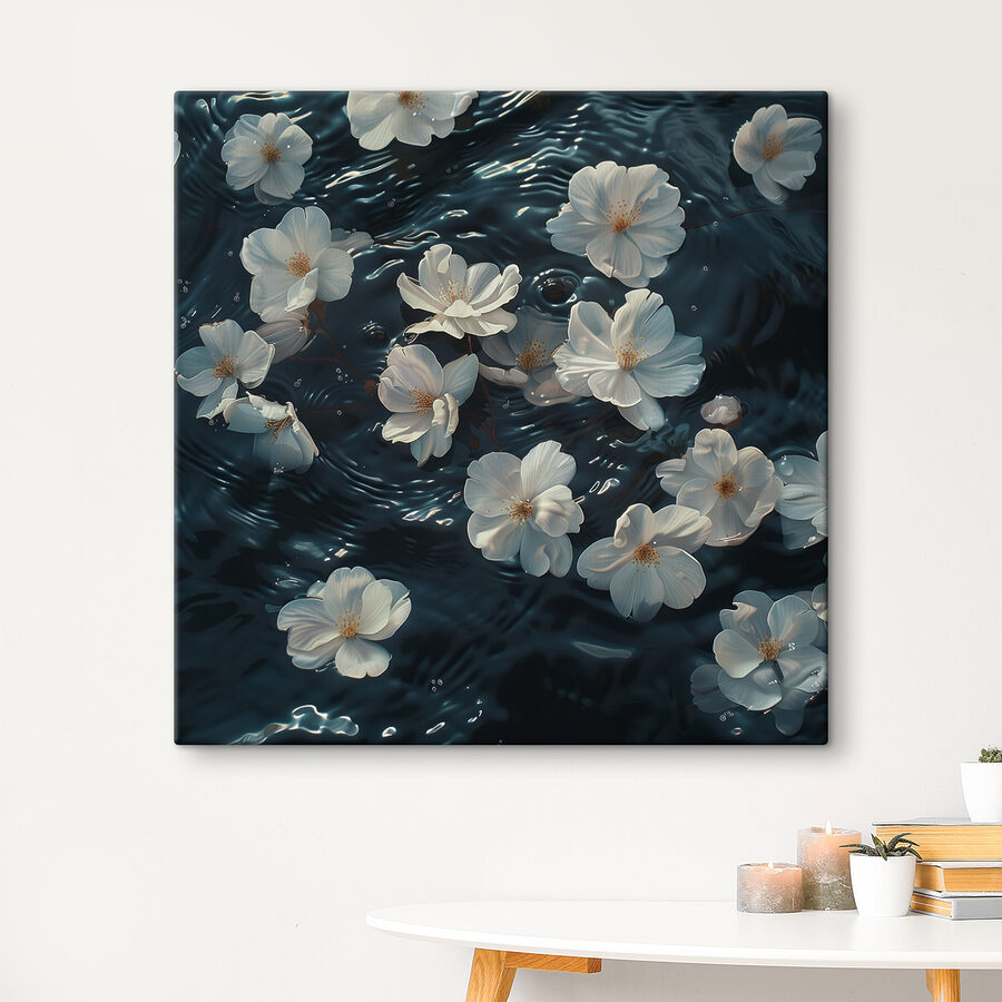 Fleurs blanches flottant dans l'eau