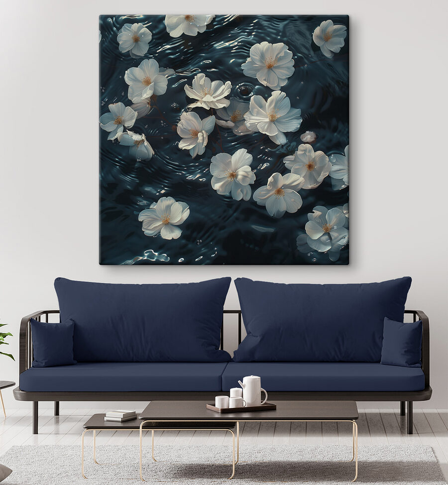 Fleurs blanches flottant dans l'eau