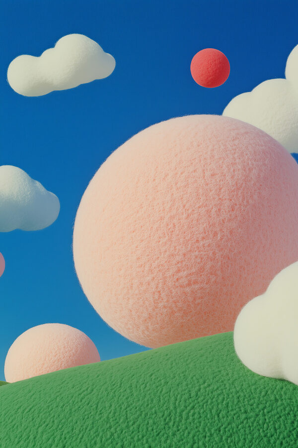 Boules roses et blanches dans le ciel Boules roses et blanches dans le ciel