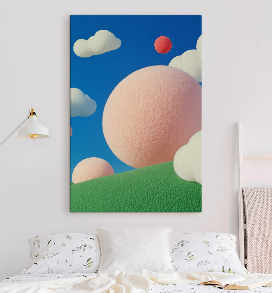 Pink and white balls in the sky Pink and white balls in the sky