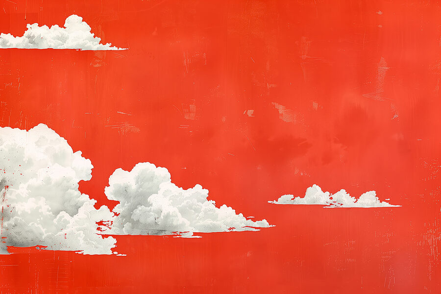 Nuages blancs sur fond rouge Nuages blancs sur fond rouge