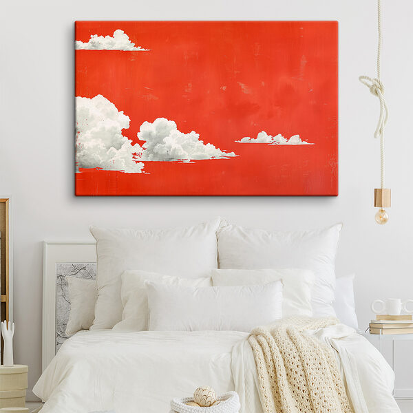 Nuages blancs sur fond rouge Nuages blancs sur fond rouge