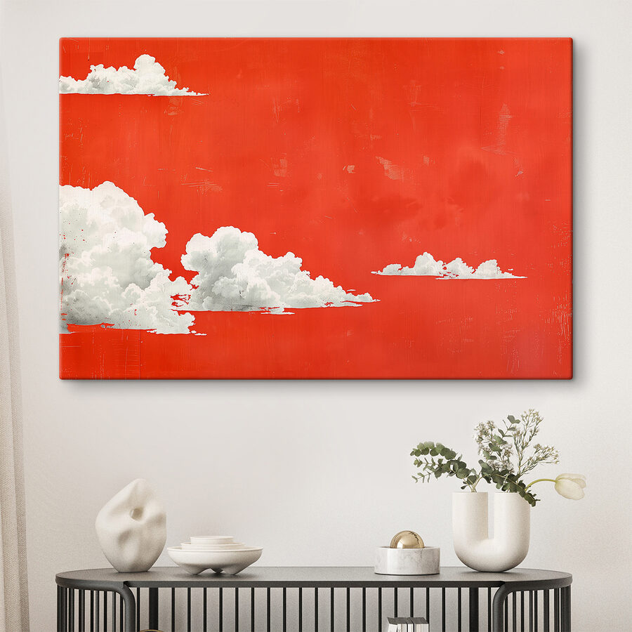 Nuages blancs sur fond rouge Nuages blancs sur fond rouge