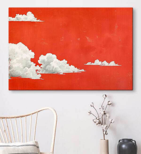 Nuages blancs sur fond rouge Nuages blancs sur fond rouge