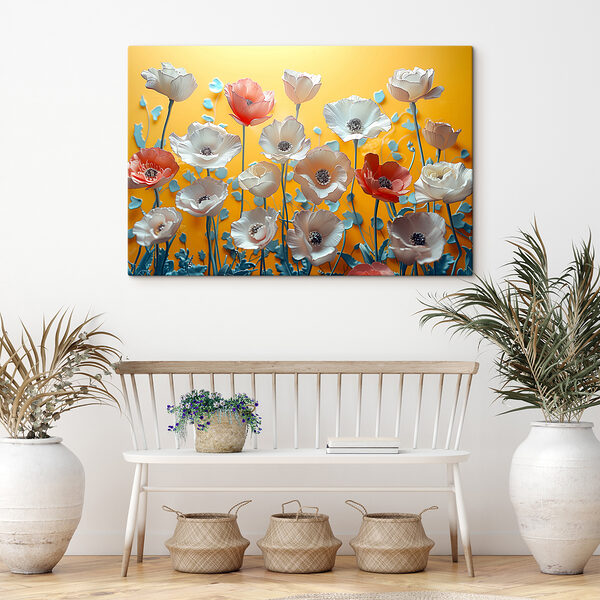 Groupe de fleurs sur fond jaune Groupe de fleurs sur fond jaune