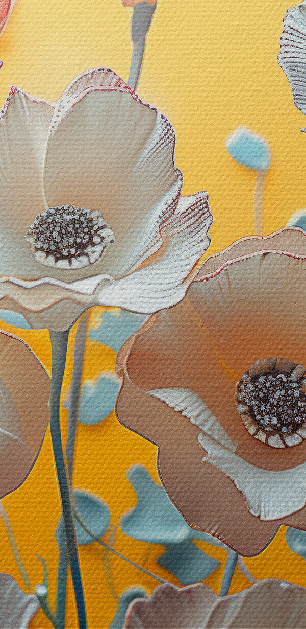 Groupe de fleurs sur fond jaune Groupe de fleurs sur fond jaune
