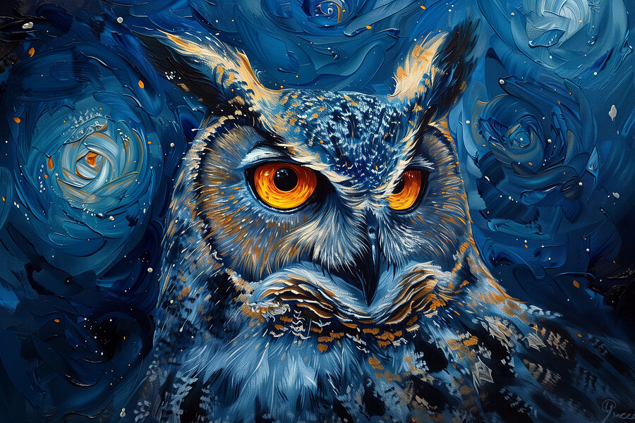 Un hibou aux yeux orange
