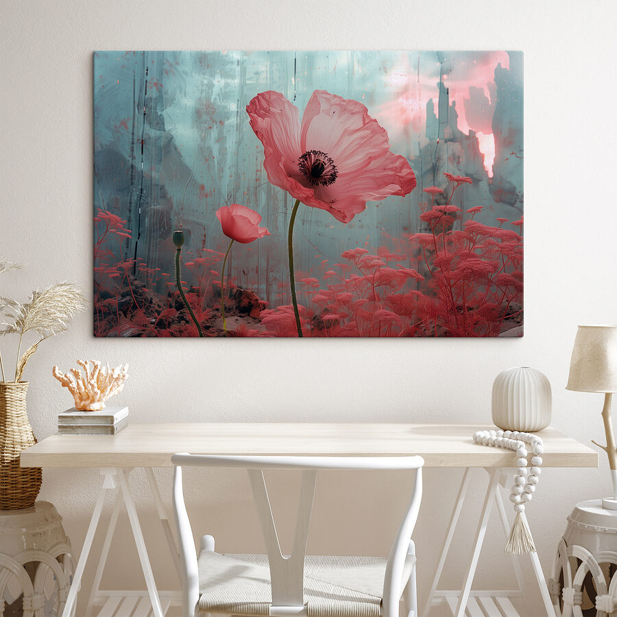 Fleurs roses dans un champ