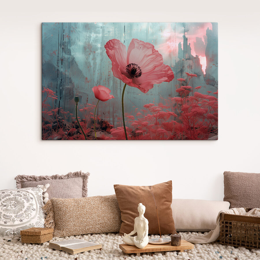 Fleurs roses dans un champ