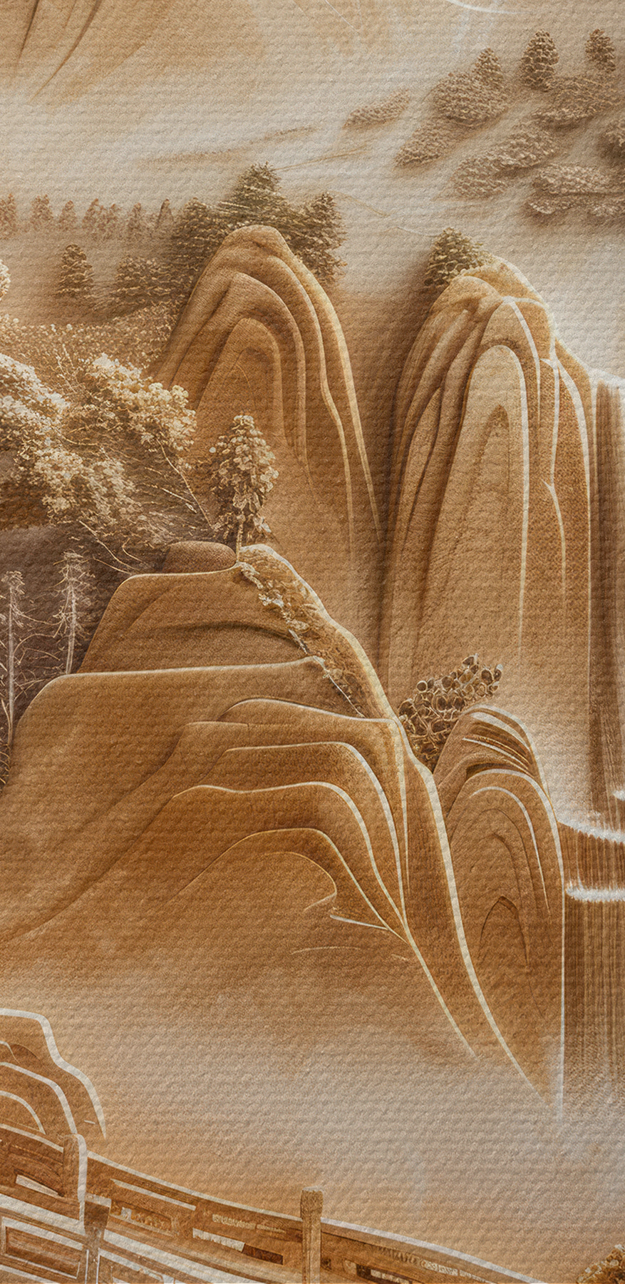 Sculpture d'un pont et d'un bâtiment