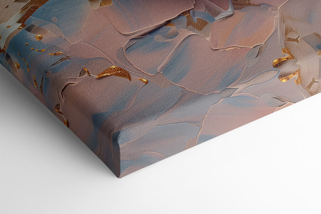 Blue petals adorn the canvas