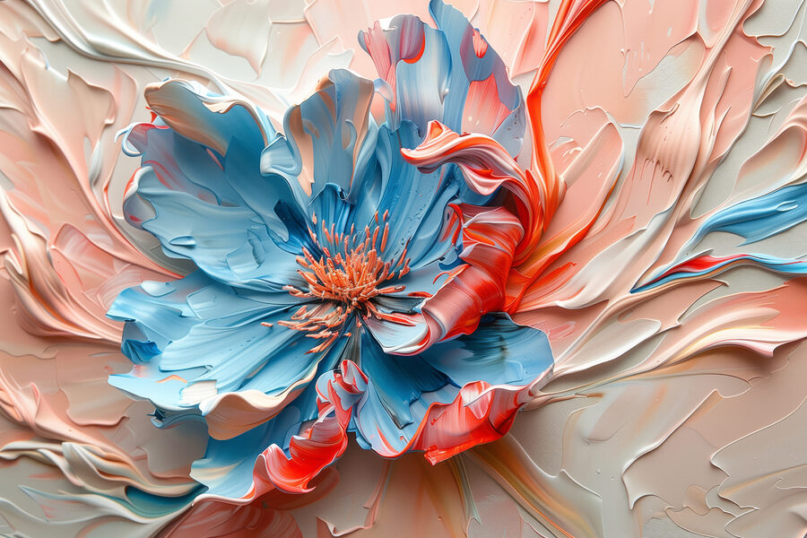 Fleur bleue et rose