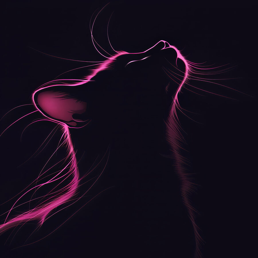 Chat avec des lumières roses