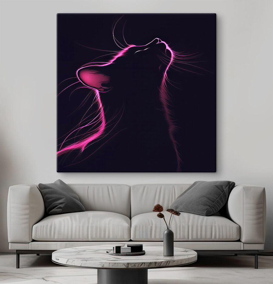 Chat avec des lumières roses