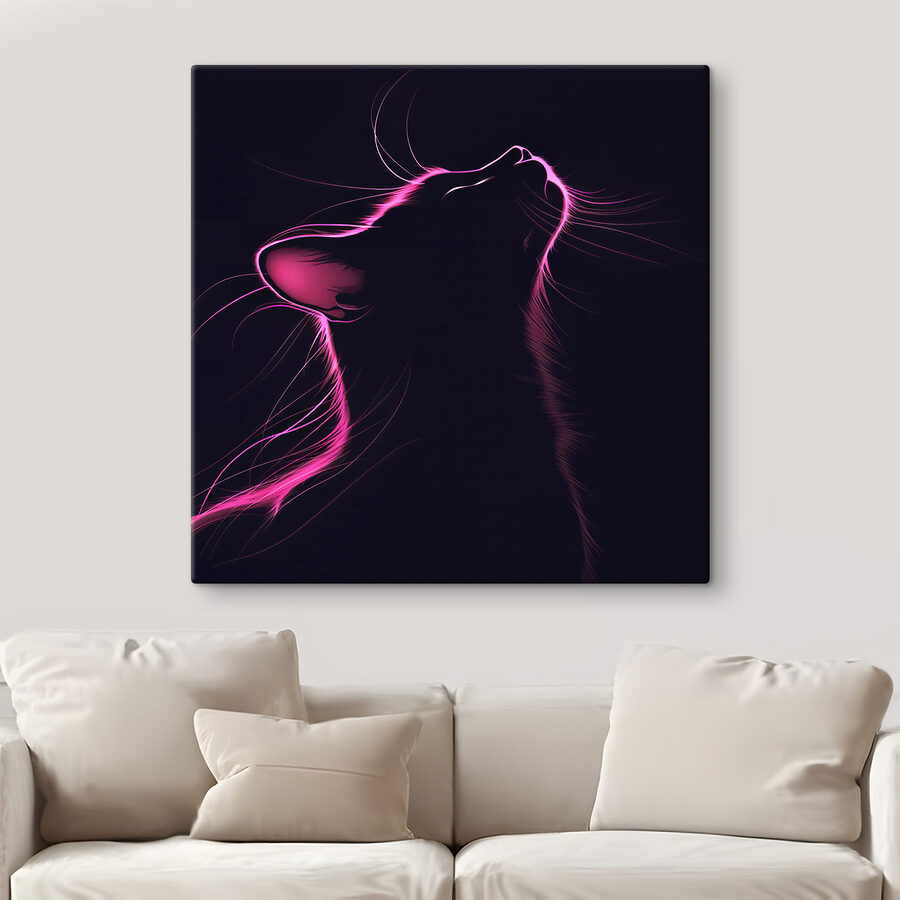 Chat avec des lumières roses