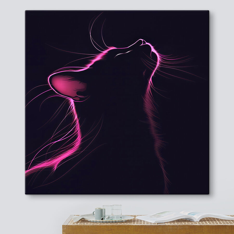 Chat avec des lumières roses