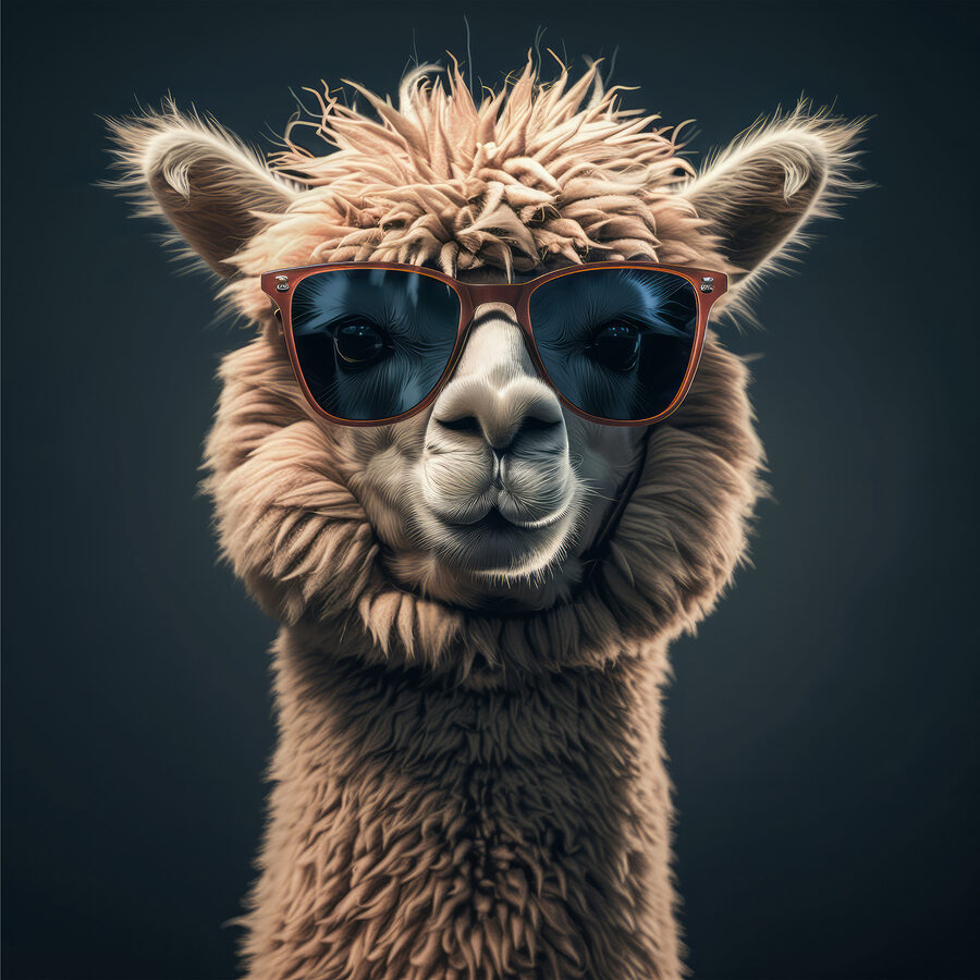 Lama portant des lunettes de soleil
