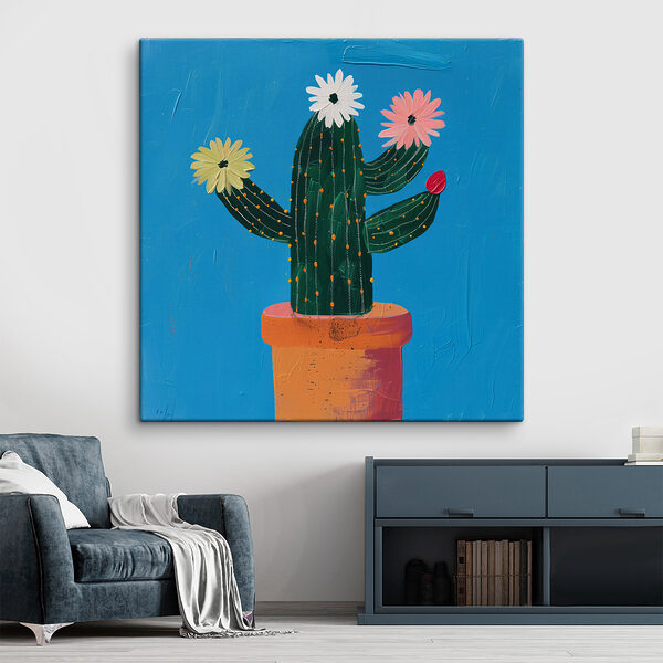 Peinture d'un cactus avec des fleurs Peinture d'un cactus avec des fleurs