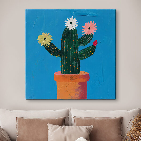 Peinture d'un cactus avec des fleurs Peinture d'un cactus avec des fleurs