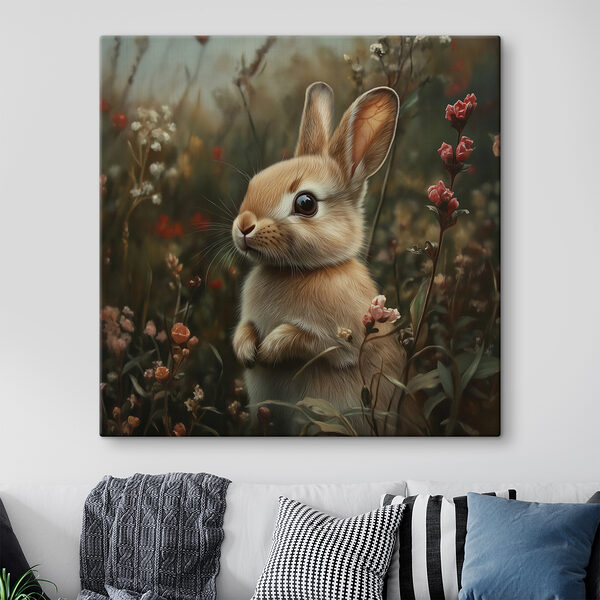 Lapin dans un champ de fleurs Lapin dans un champ de fleurs