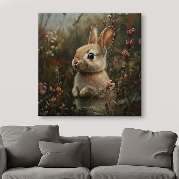 Lapin dans un champ de fleurs Lapin dans un champ de fleurs