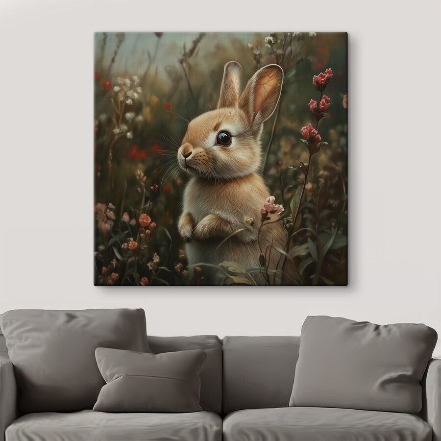 Lapin dans un champ de fleurs