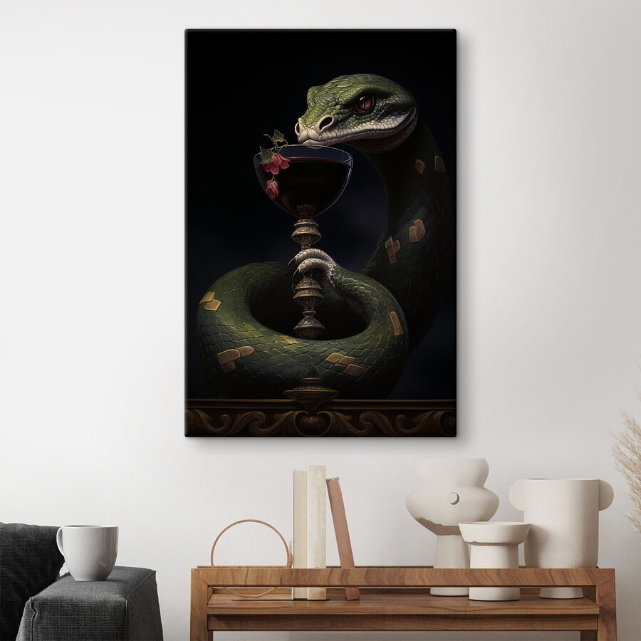 Serpent tenant un verre de vin Serpent tenant un verre de vin