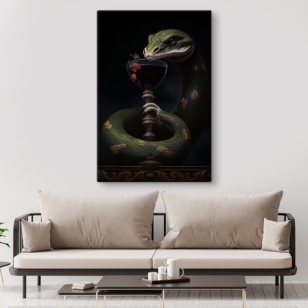 Serpent tenant un verre de vin Serpent tenant un verre de vin