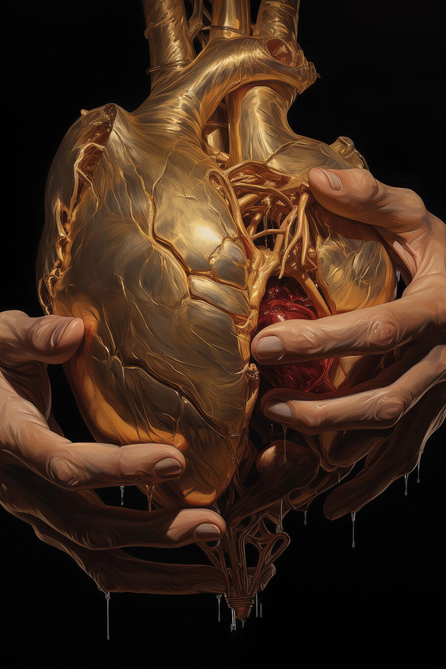 Coeur humain avec un coeur rouge à l'intérieur