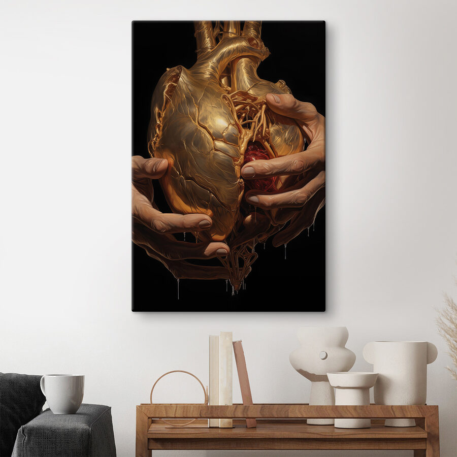 Coeur humain avec un coeur rouge à l'intérieur