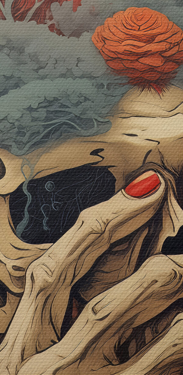 Crâne avec une main couvrant le visage Crâne avec une main couvrant le visage