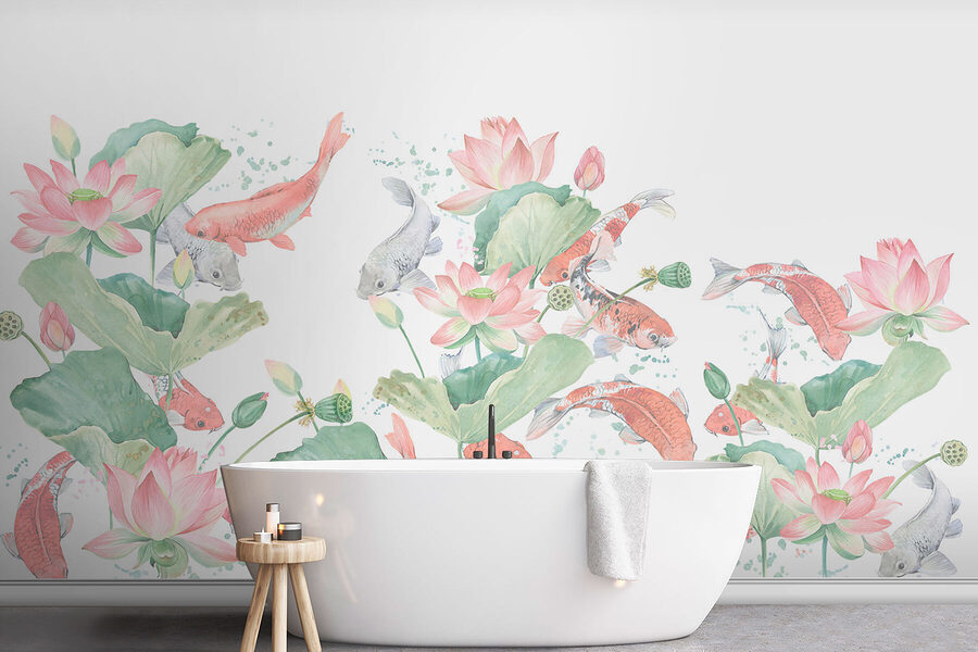 Aquarelle de poissons et de fleurs Aquarelle de poissons et de fleurs