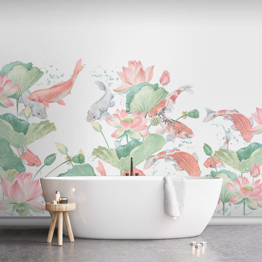 Aquarelle de poissons et de fleurs Aquarelle de poissons et de fleurs