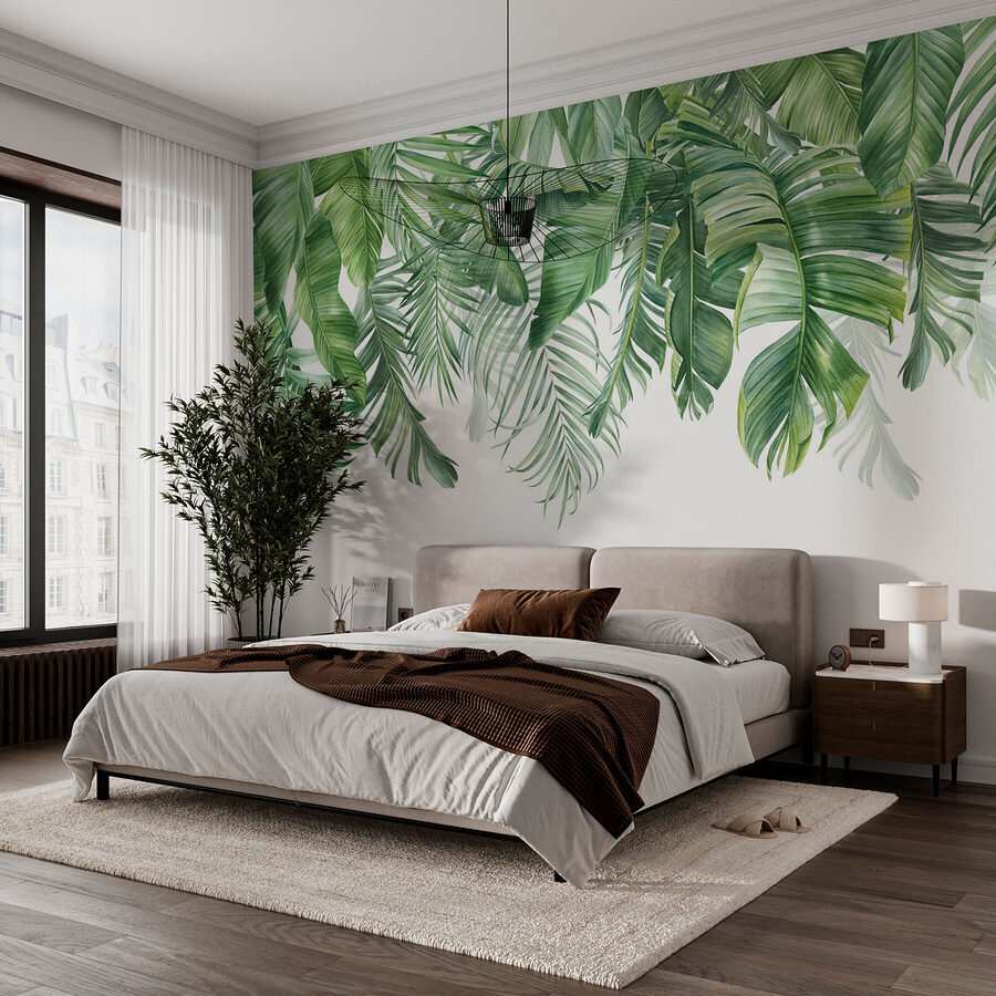 Rangée de feuilles vertes