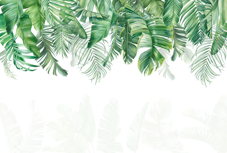 Rangée de feuilles vertes