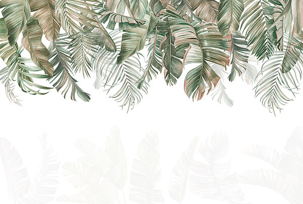 Rangée de feuilles vertes et brunes Rangée de feuilles vertes et brunes