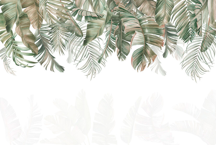 Rangée de feuilles vertes et brunes