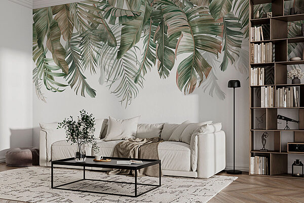 Rangée de feuilles vertes et brunes Rangée de feuilles vertes et brunes