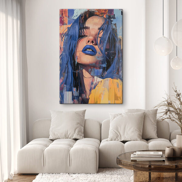 Femme aux cheveux et au rouge à lèvres bleus Femme aux cheveux et au rouge à lèvres bleus